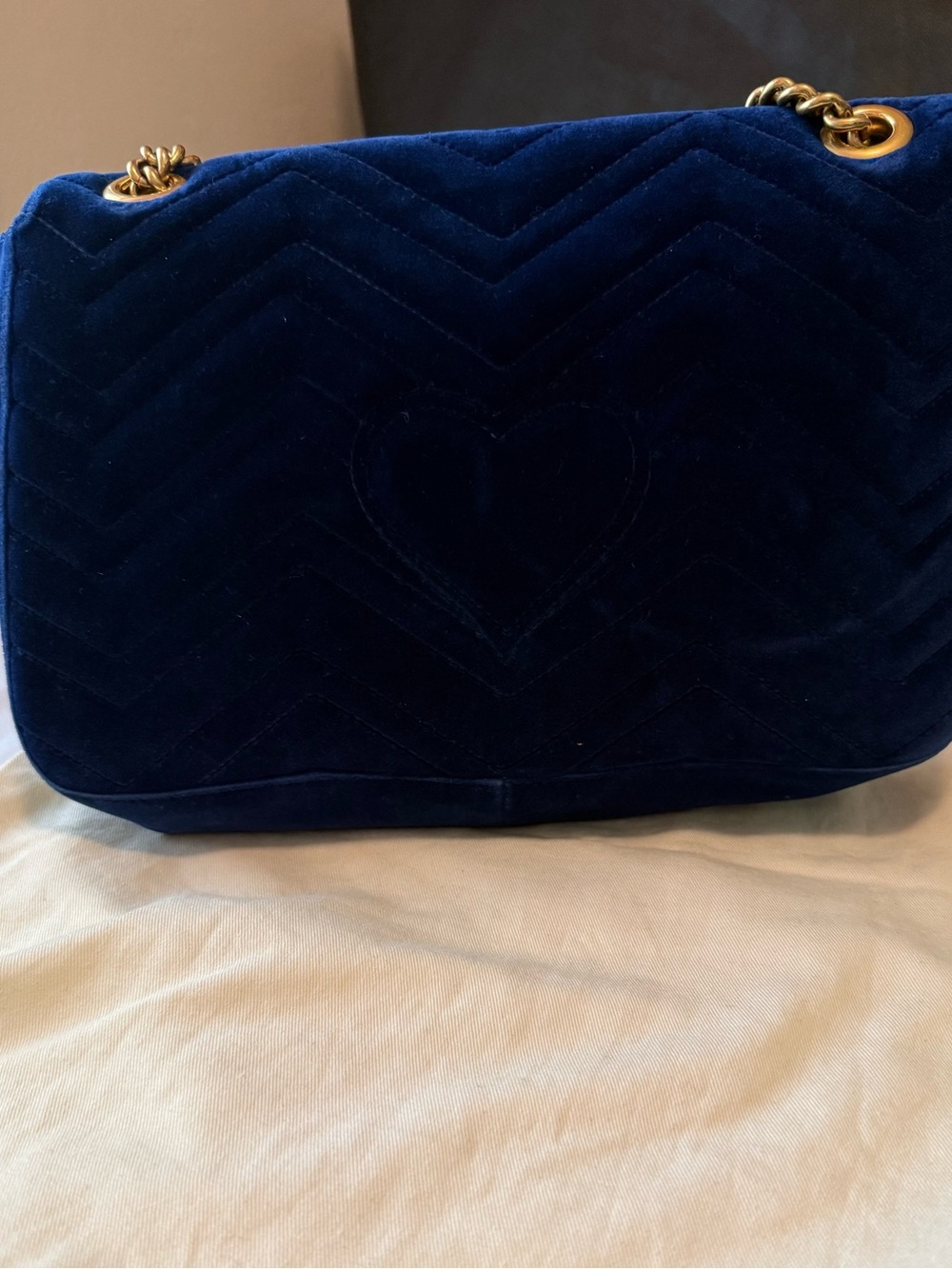 Gucci Royal Blue Velvet Marmont Shoulder Bag - Picture 4 of 12